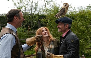 Dromoland Castle Activity Falconry owl on gents head 6